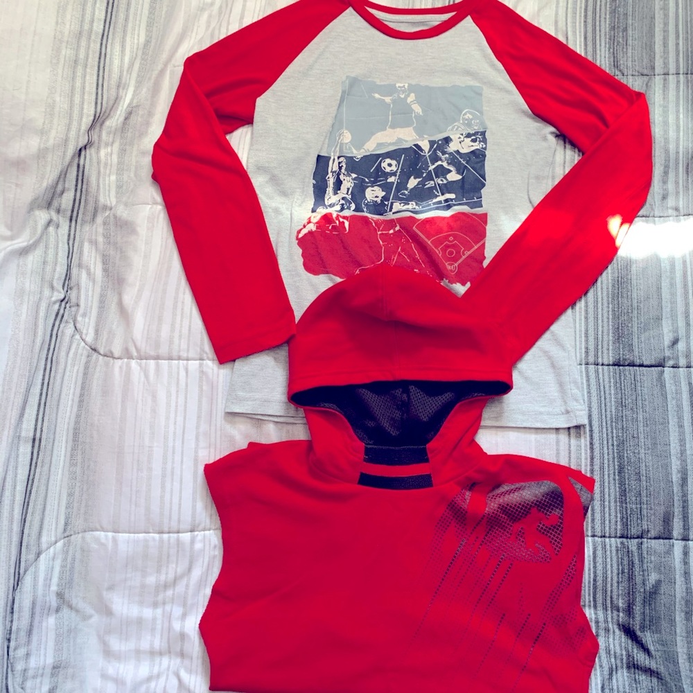 Pair of big boy jersey top and sleeveless hoody